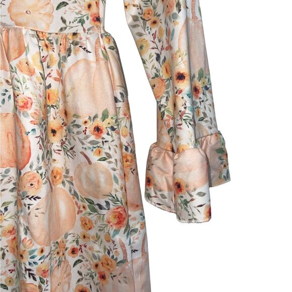 Girl's White Floral Pumpkin Dress - Size 7/8 Years - Picture 2 of 5